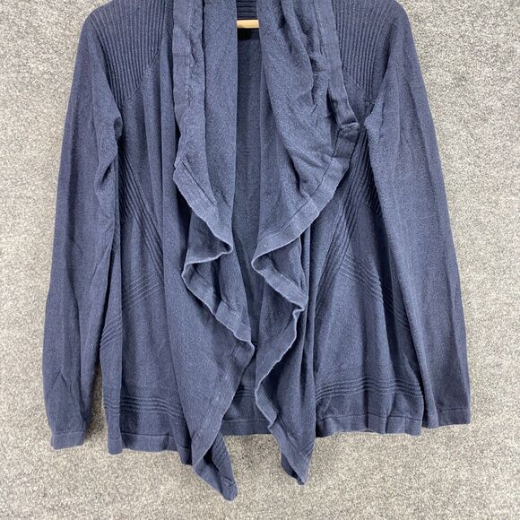 Theory Cardigan Women P Petite Blue Cotton Open Front Long Sleeve Casual Solid - Picture 4 of 9